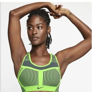 Nike FE/NOM Flyknit Lime Green & Gray High Support Racerback Sports Bra Small